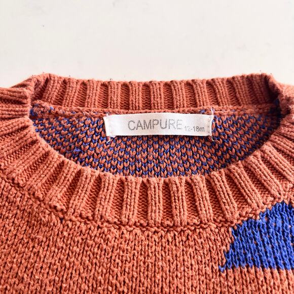 Campure boys brown intarsia blue triangle sweater size 18 months - Picture 6 of 7